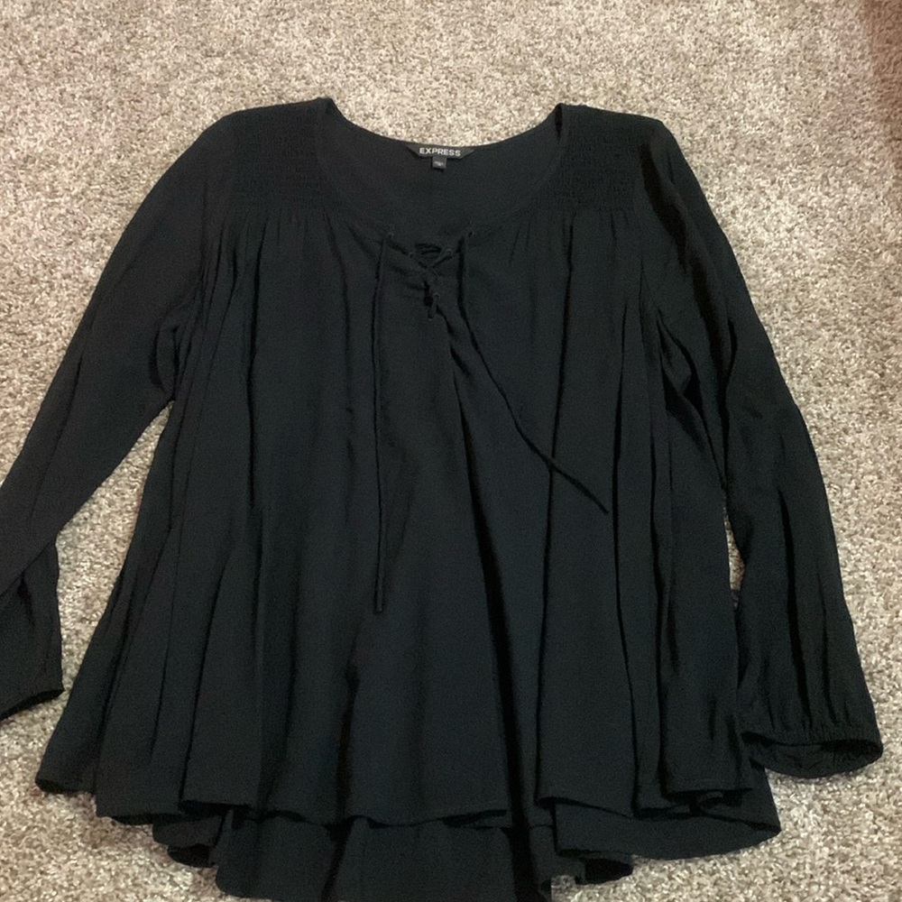 Long sleeve lace up blouse